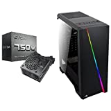 EVGA 750 N1, 750W, 2 Year Warranty, Power Supply 100-N1-0750-L1 & Aerocool Cylon RGB Mid Tower with Acrylic Side Window,...