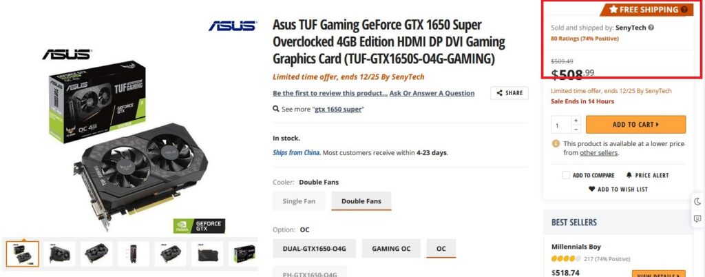 Producto vendido y enviado por un tercero