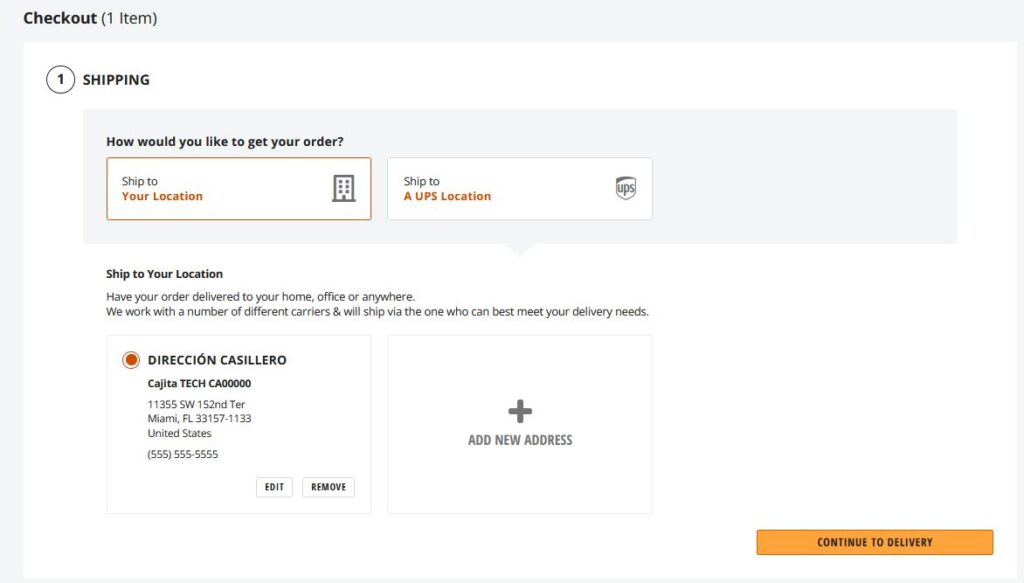 Escoger dirección de envío