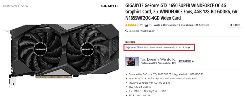 Producto enviado desde China