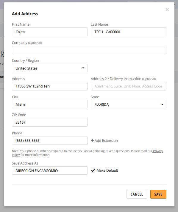 Dirección en Newegg
