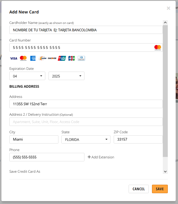 Formulario lleno Newegg