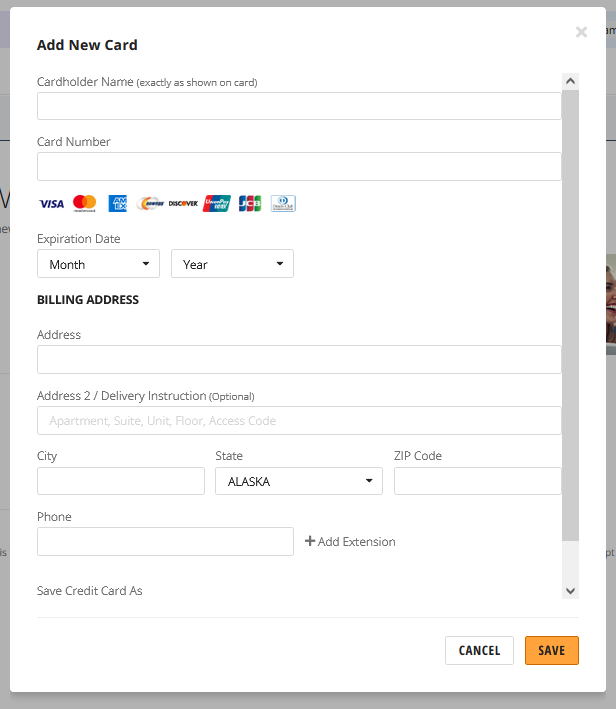 Formulario método de pago en Newegg