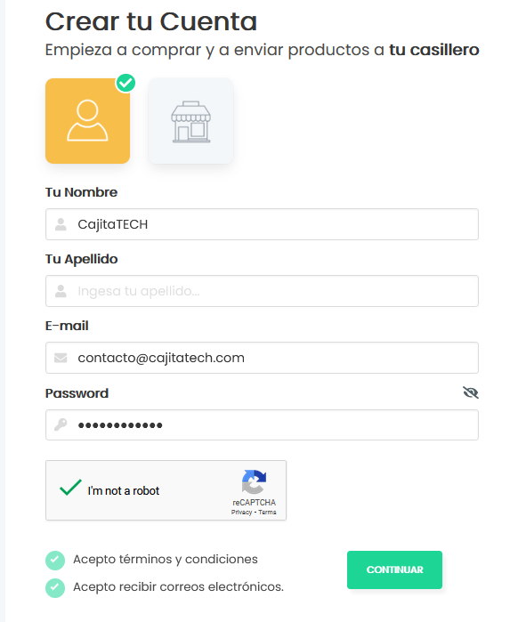 Registrarse en Encargomío