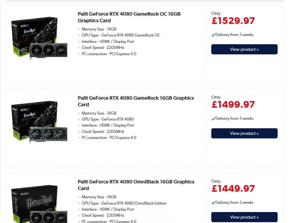 Precio RTX 4080 Reino unido