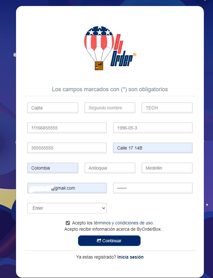 Registro ByOrderBox