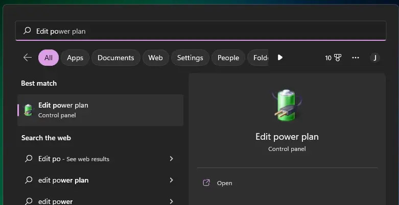 Editar opciones de energia Windows 11